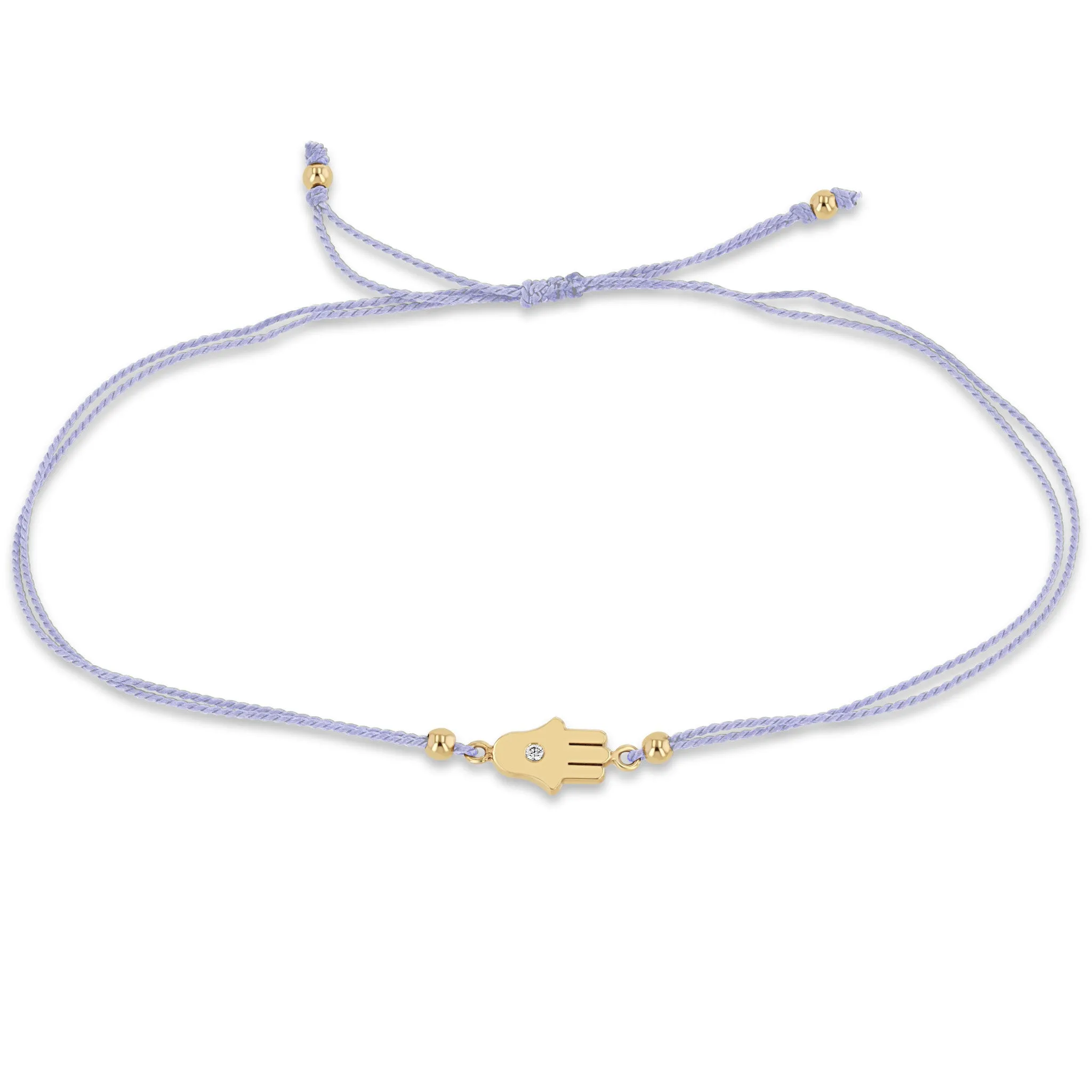 14k Midi Bitty Diamond Hamsa Cord Bracelet