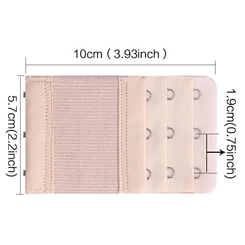 18 Pcs Women's Bra Extender 2 Hooks/ 3 Hooks Elastic Stretchy Bra Extension Strap, Bra Lingerie Extenders, White/Black/Beige