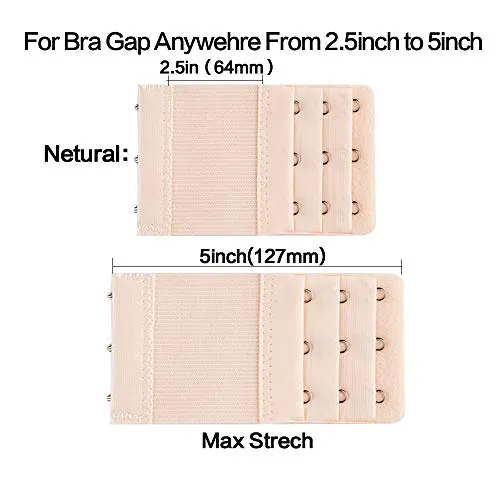 18 Pcs Women's Bra Extender 2 Hooks/ 3 Hooks Elastic Stretchy Bra Extension Strap, Bra Lingerie Extenders, White/Black/Beige