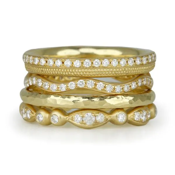 18K Gold and Pave Diamond Marquise Ring