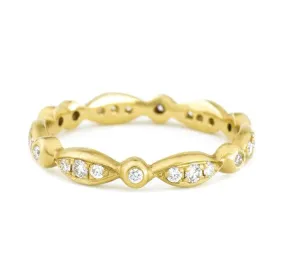 18K Gold and Pave Diamond Marquise Ring