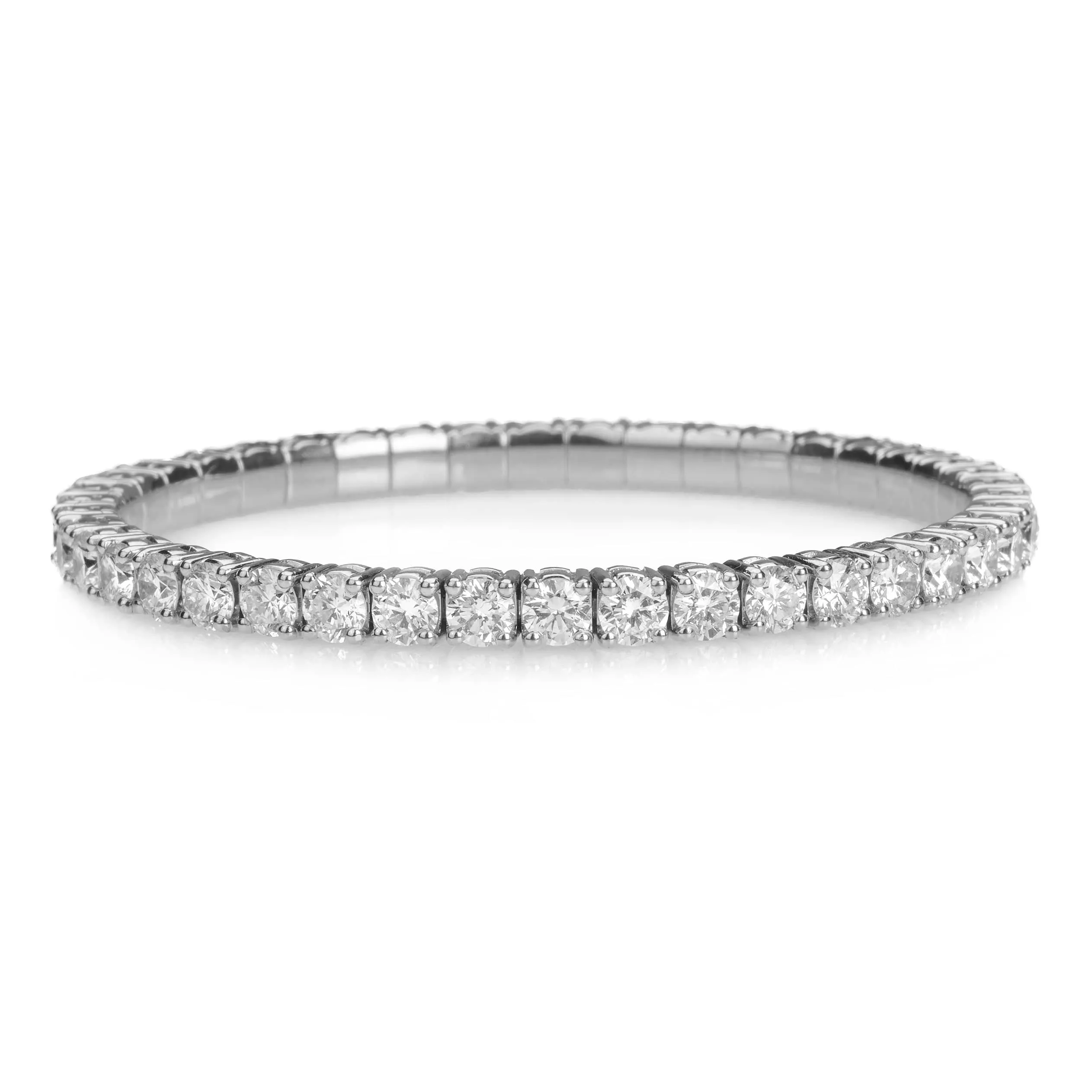 18K Gold Stretch & Stack Round Diamond Tennis Bracelet, 10.2 Carats, Lab Diamonds