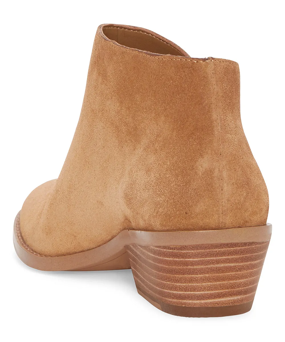 1.State Rosita Leather Boot Sesame Beige Suede Low Cut Designer Ankle Bootie