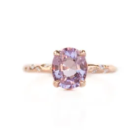 2.02ct Purple-Pink Spinel in 14k Rose Gold Low Profile Evergreen Solitaire with Emedded Diamonds