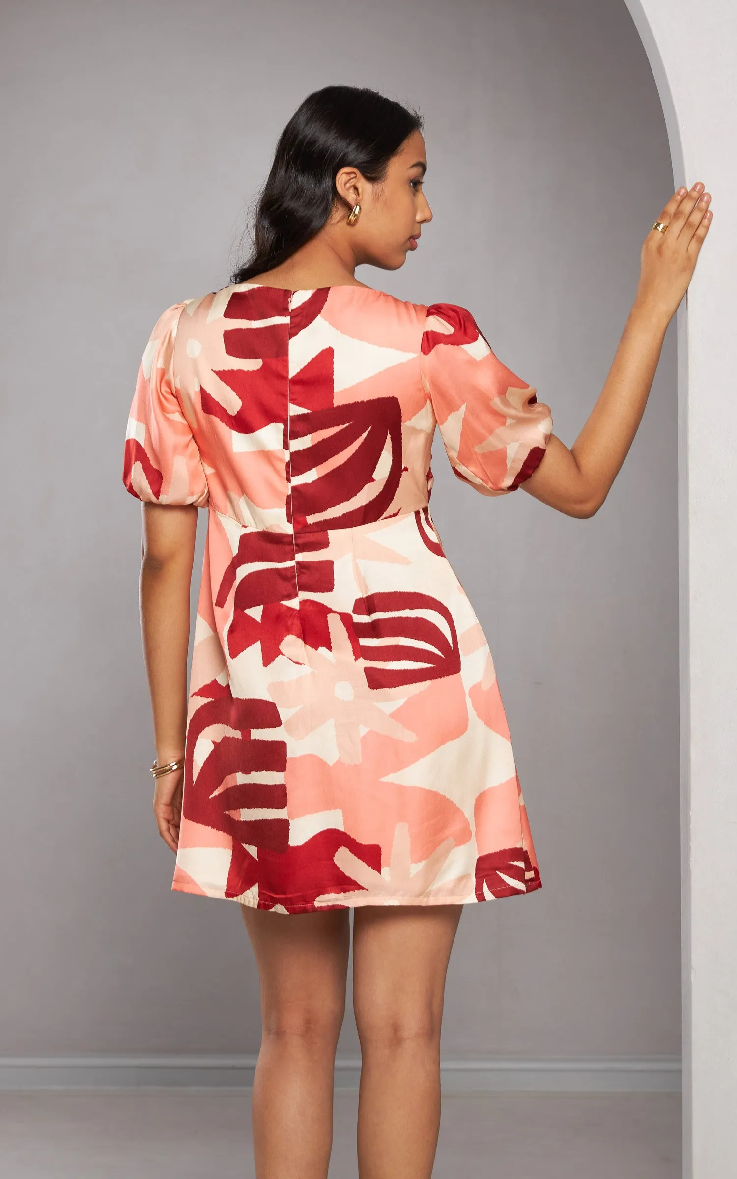 Abstract Printed Short Dress