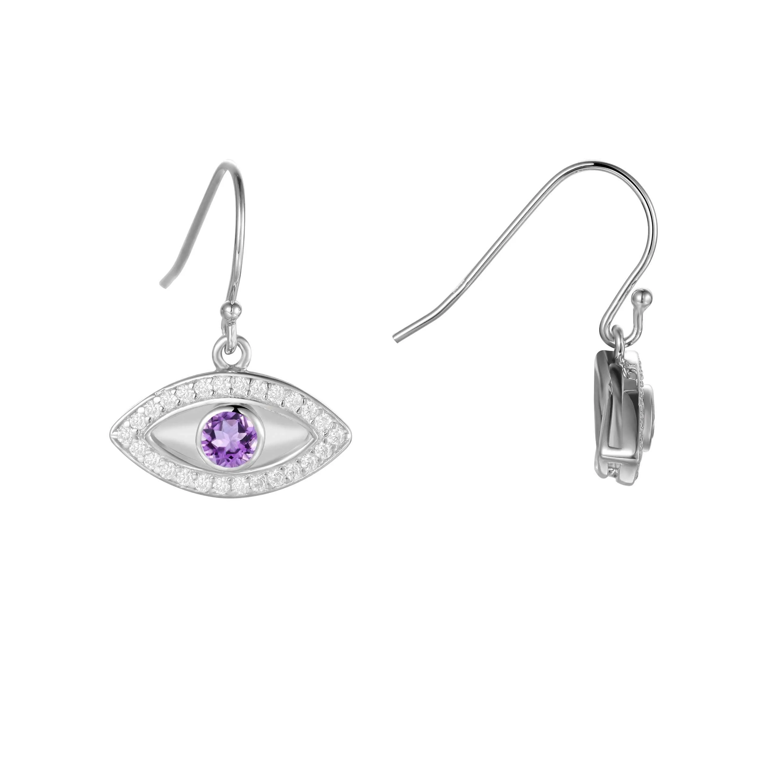 Amethyst Evil Eye Earrings