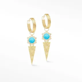 Athena 7mm Sleeping Beauty Turquoise 18k Yellow Gold Convertible Earrings