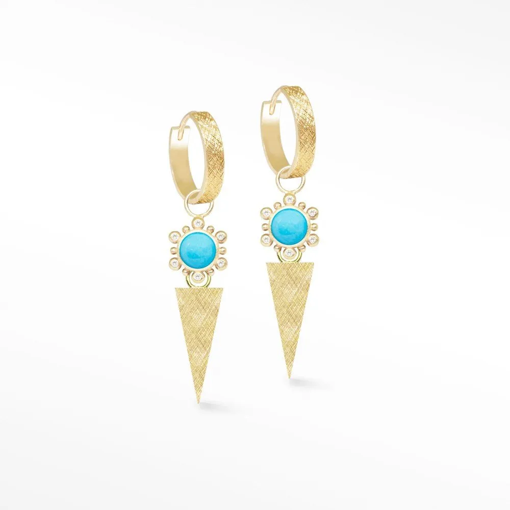 Athena 7mm Sleeping Beauty Turquoise 18k Yellow Gold Convertible Earrings