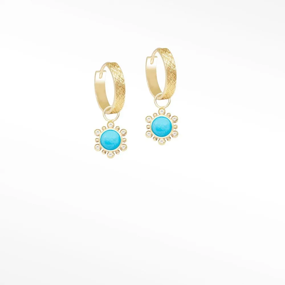 Athena 7mm Sleeping Beauty Turquoise 18k Yellow Gold Convertible Earrings