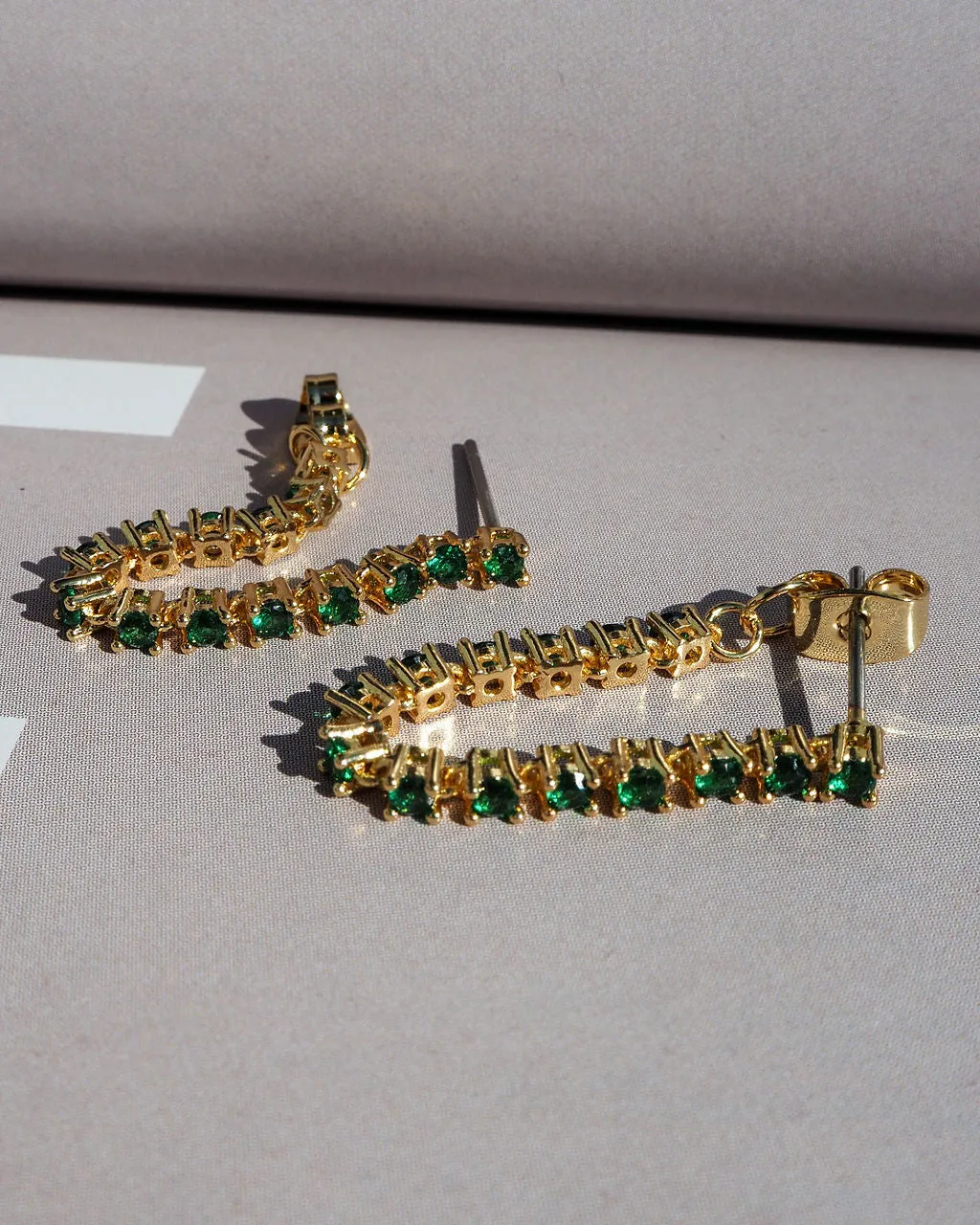 Ballier Chain Studs- Emerald Green- Gold