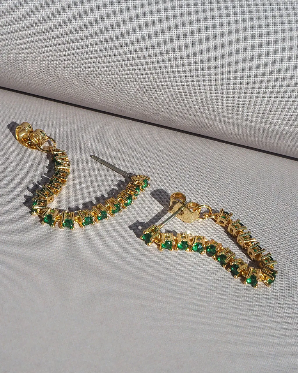 Ballier Chain Studs- Emerald Green- Gold