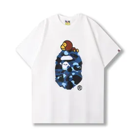 BAPE Color Camo Milo On Big Ape Tee (FW22) White Blue