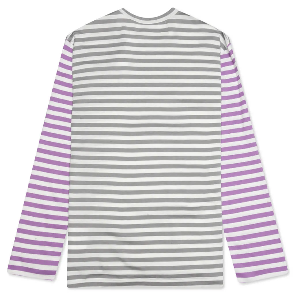 Bi-Color Stripe T-Shirt - Grey/Purple