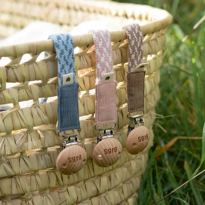 BIBS Pacifier Clip (Braided) - Baby Blue/Ivory