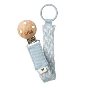 BIBS Pacifier Clip (Braided) - Baby Blue/Ivory