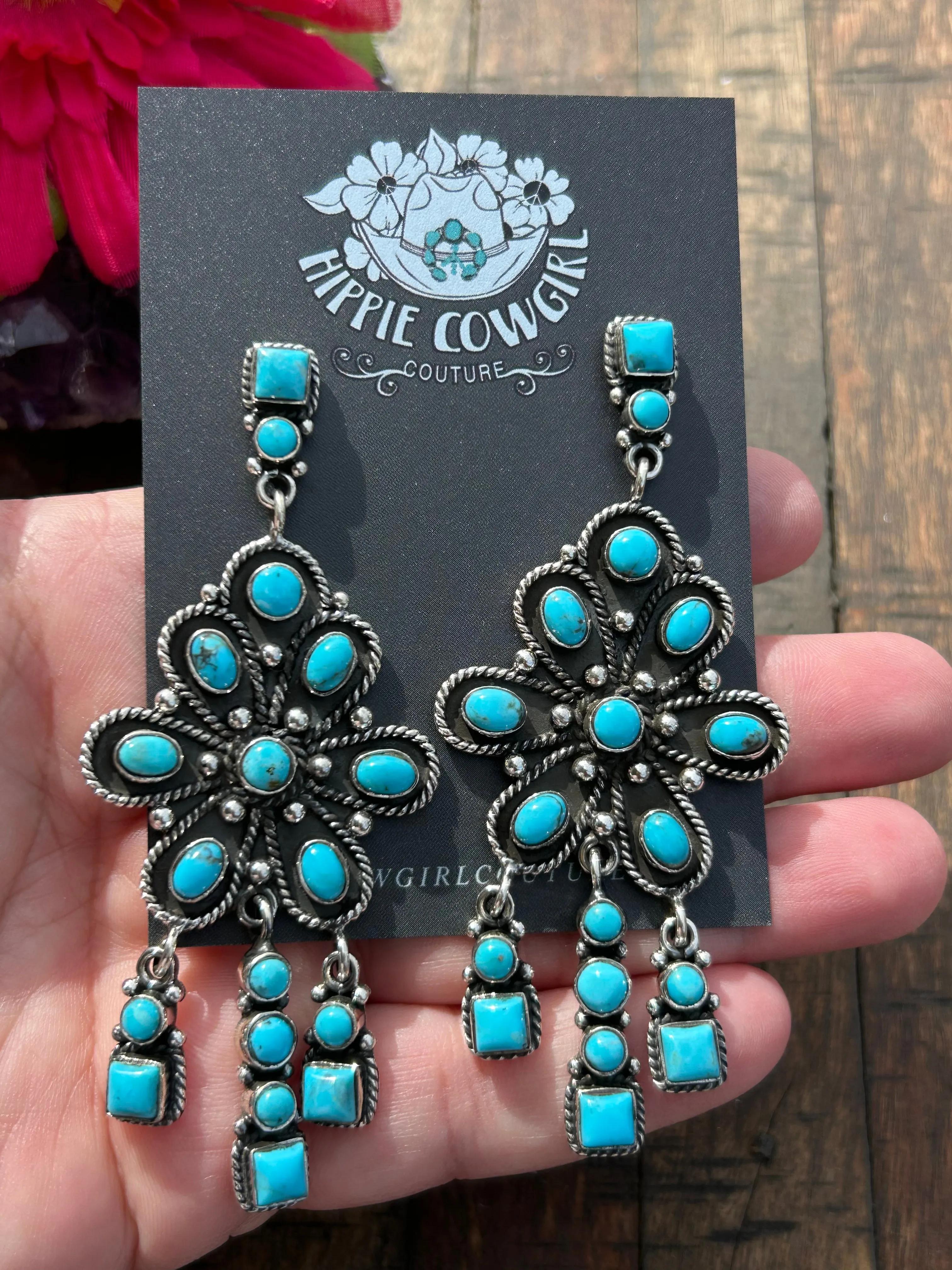 Blue Chandelier Earrings