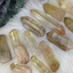 Chunky Natural Citrine Points ~ Set of 2 ~ Perfect for Crystal Grids for Clarity and Thought