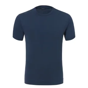 Cotton Crew-Neck T-Shirt in Dark Blue