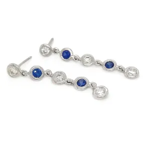 Diamond and Sapphire Drop Earrings