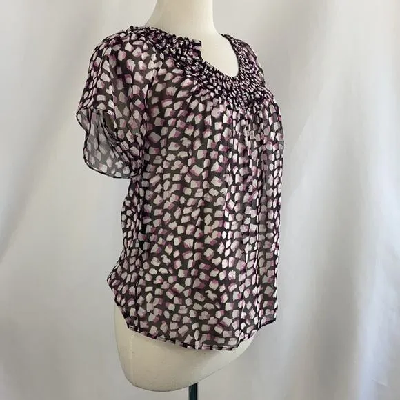 Diane Von Furstenberg Purple and Black Print Top