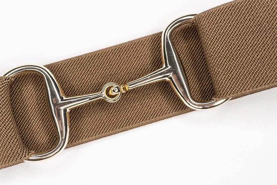 ELLANY - TOFFEE 1.5" GOLD SNAFFLE ELASTIC BELT