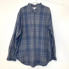 Five Four Mens Size 2X Gray/Blue Plaid Flannel Shirt L/s Pre-Owned