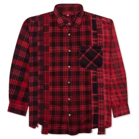 Flannel Shirt 7 Cuts Shirt Over Dye - Red