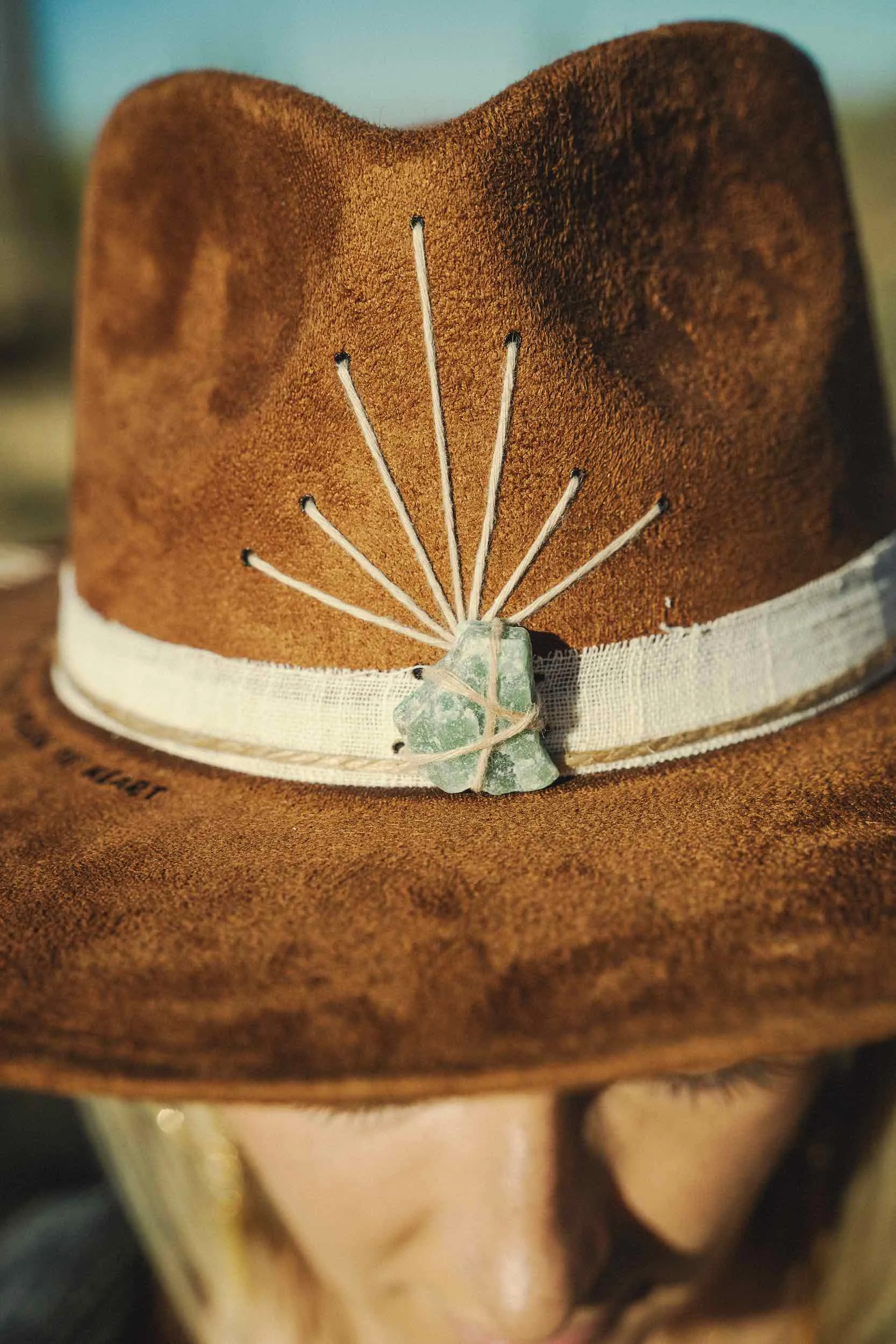 Heart Work Green Quartz Fedora in Brown