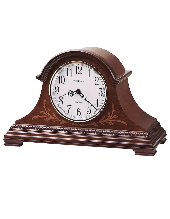 Howard Miller Marquis Chiming Tambour Mantel Clock - Decorative Inlay - Cherry