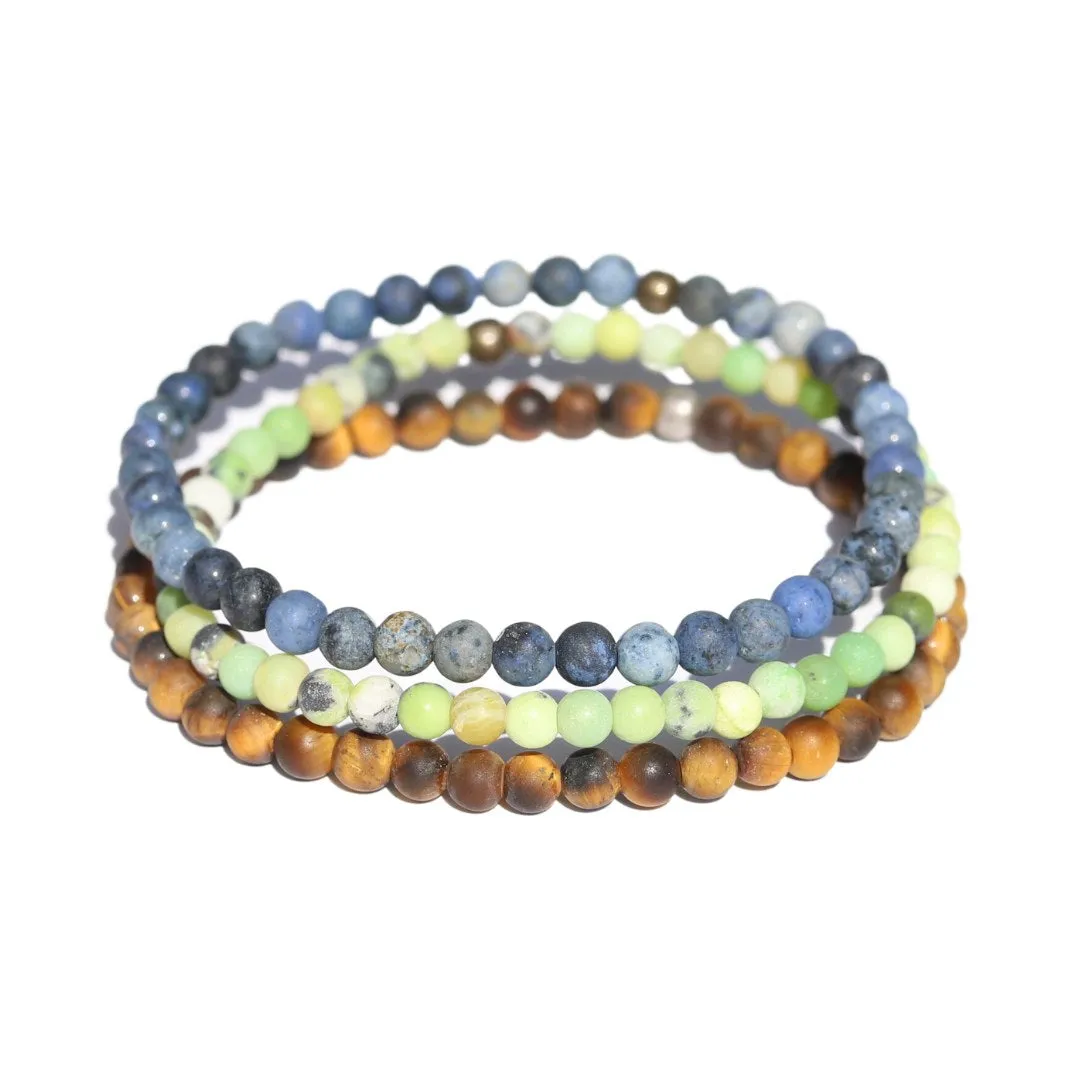 Intuition Dumortierite Chrysoprase & Tigers Eye Matte Bracelet Set