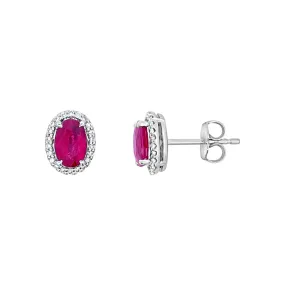 Irisa by Martin Binder Oval Ruby & Diamond Halo Earrings