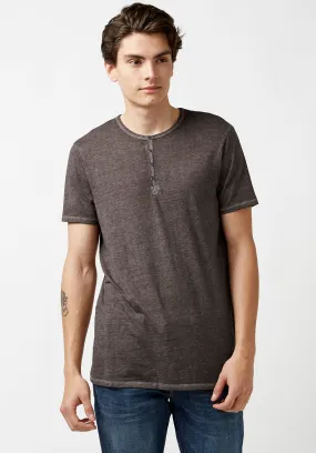 Kasum Buttoned Henley Men's T-Shirt in Dark Grey - BM21411