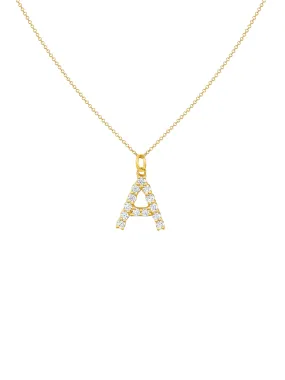 Lab Diamond Initial Charm Necklace 14K