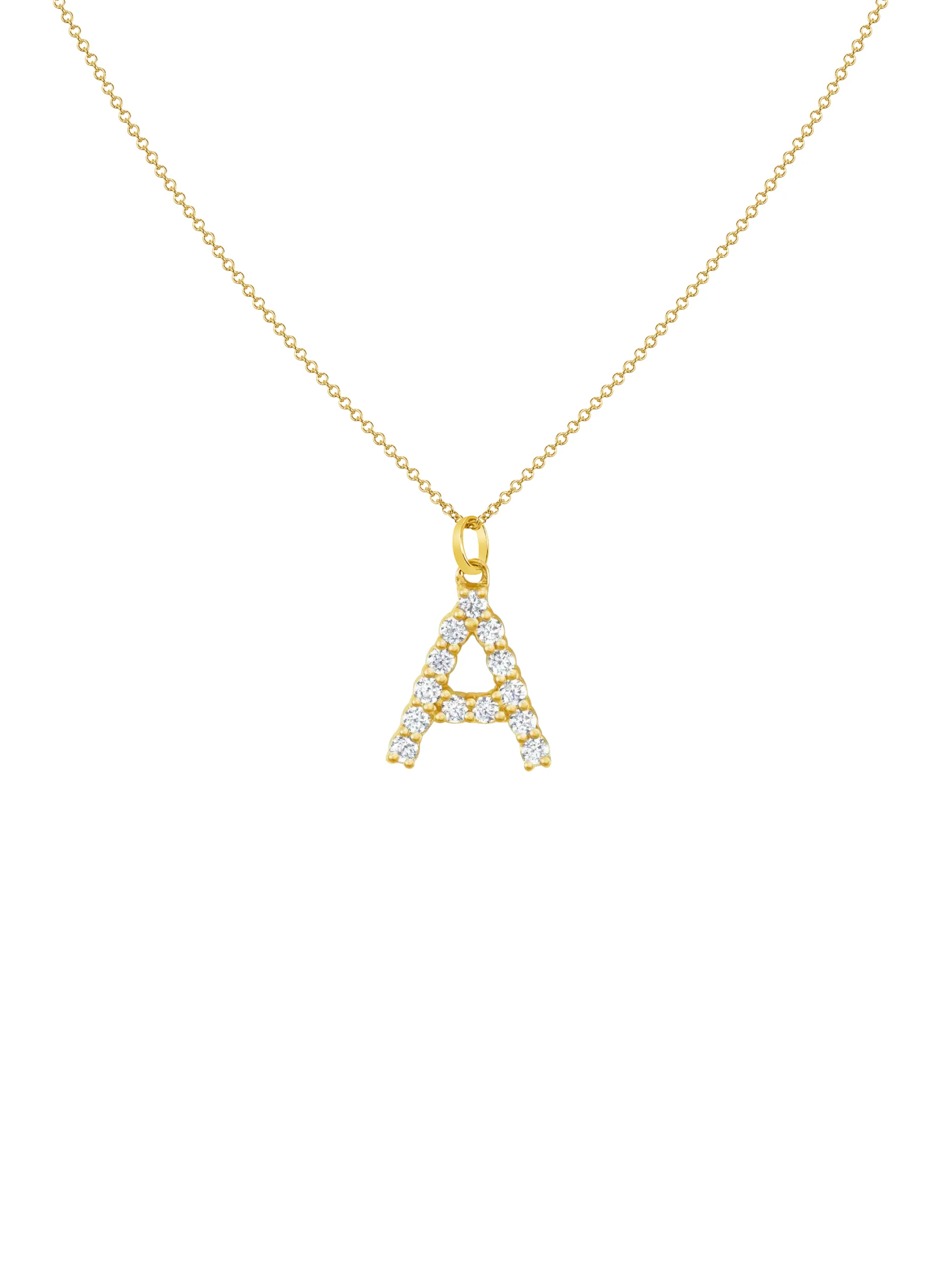 Lab Diamond Initial Charm Necklace 14K