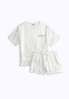 Leonora Short Set in White Washable Silk