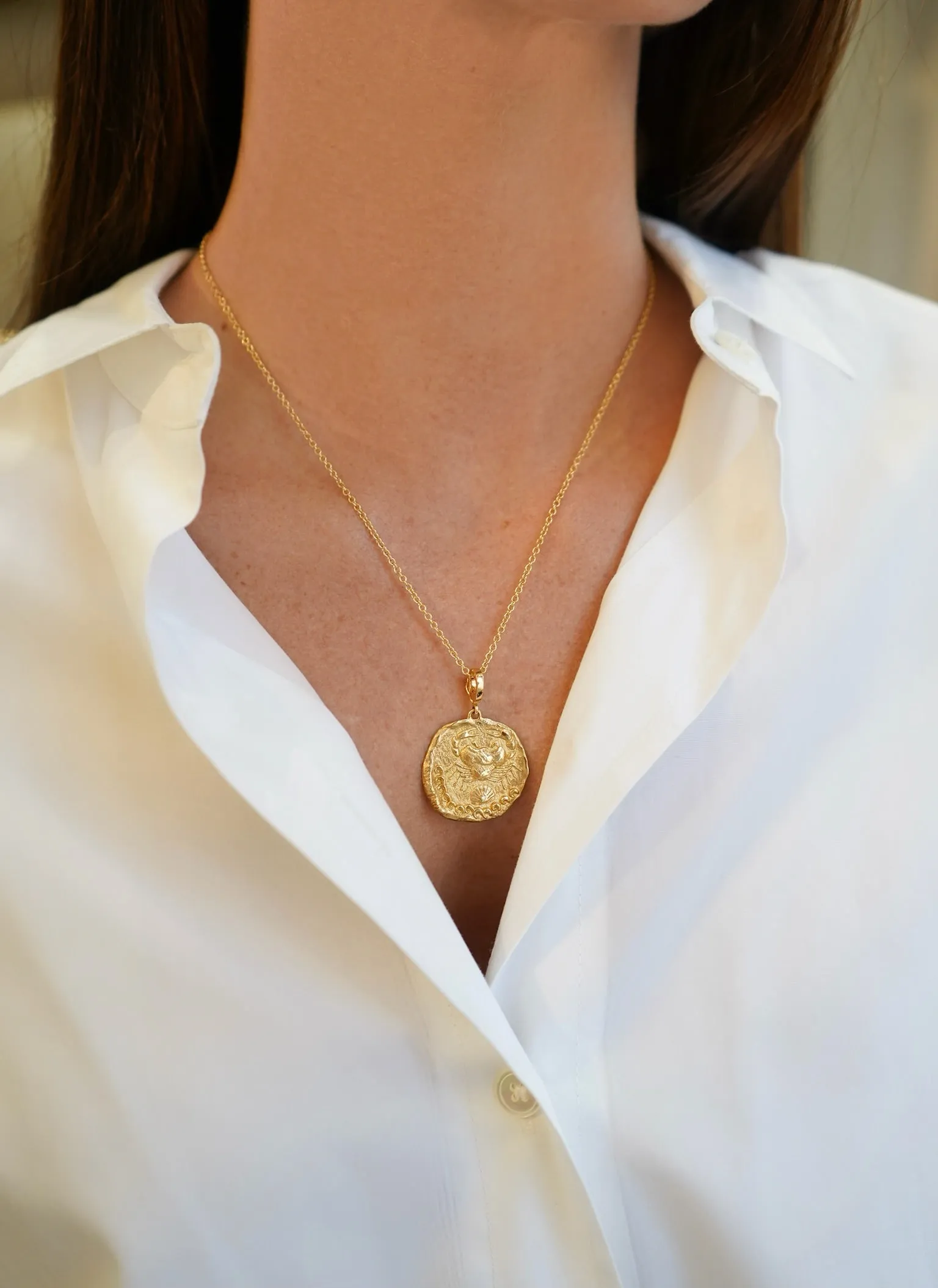 Limited Edition Karkinos Large Diamond Coin Charm Necklace