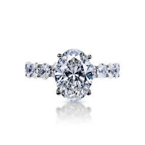 Maisie 5 Carats E VS1 Oval Cut Diamond Engagement Ring in 18k White Gold By Mike Nekta