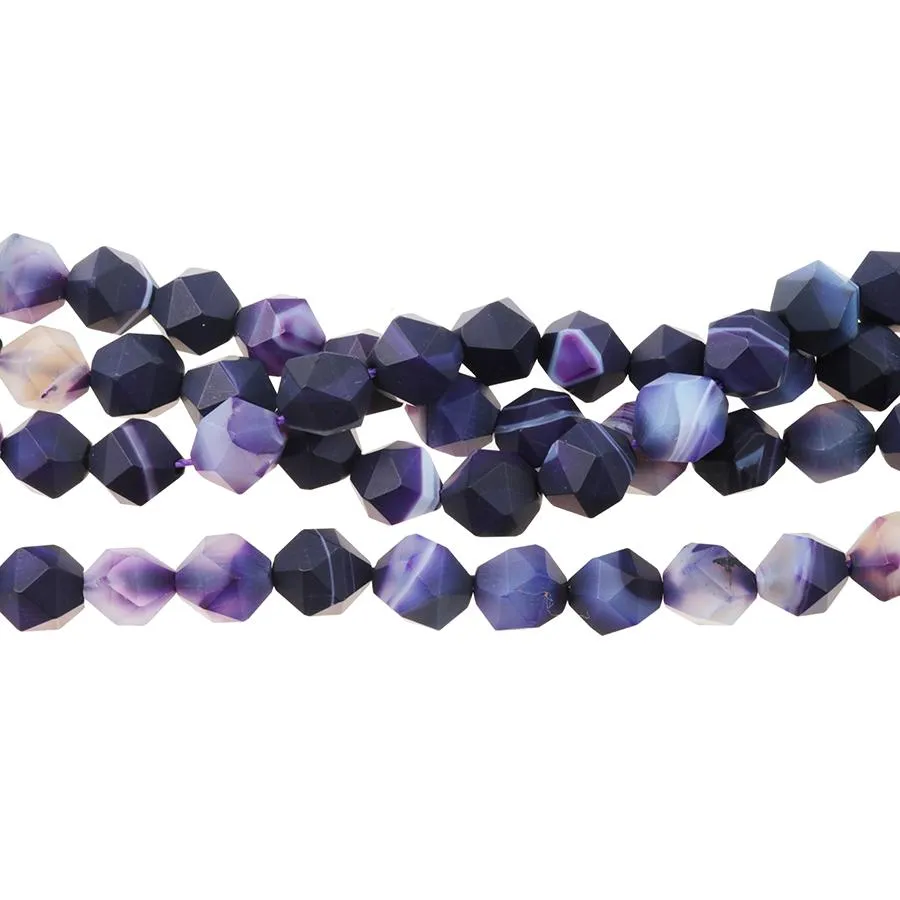 MATTE Purple Sardonyx (dyed) 10mm Star Cut Round - 15-16 Inch