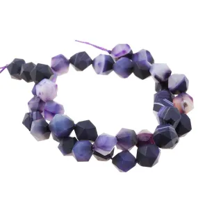 MATTE Purple Sardonyx (dyed) 10mm Star Cut Round - 15-16 Inch