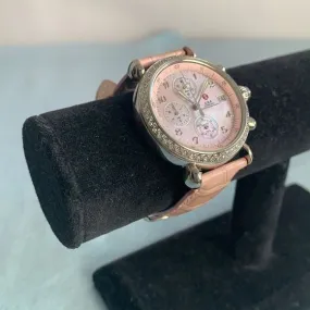 MicheleCSXmother of pearl face pink watch