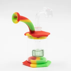 Mini Carousel Hexagon Silicone/Glass Bong - Rasta