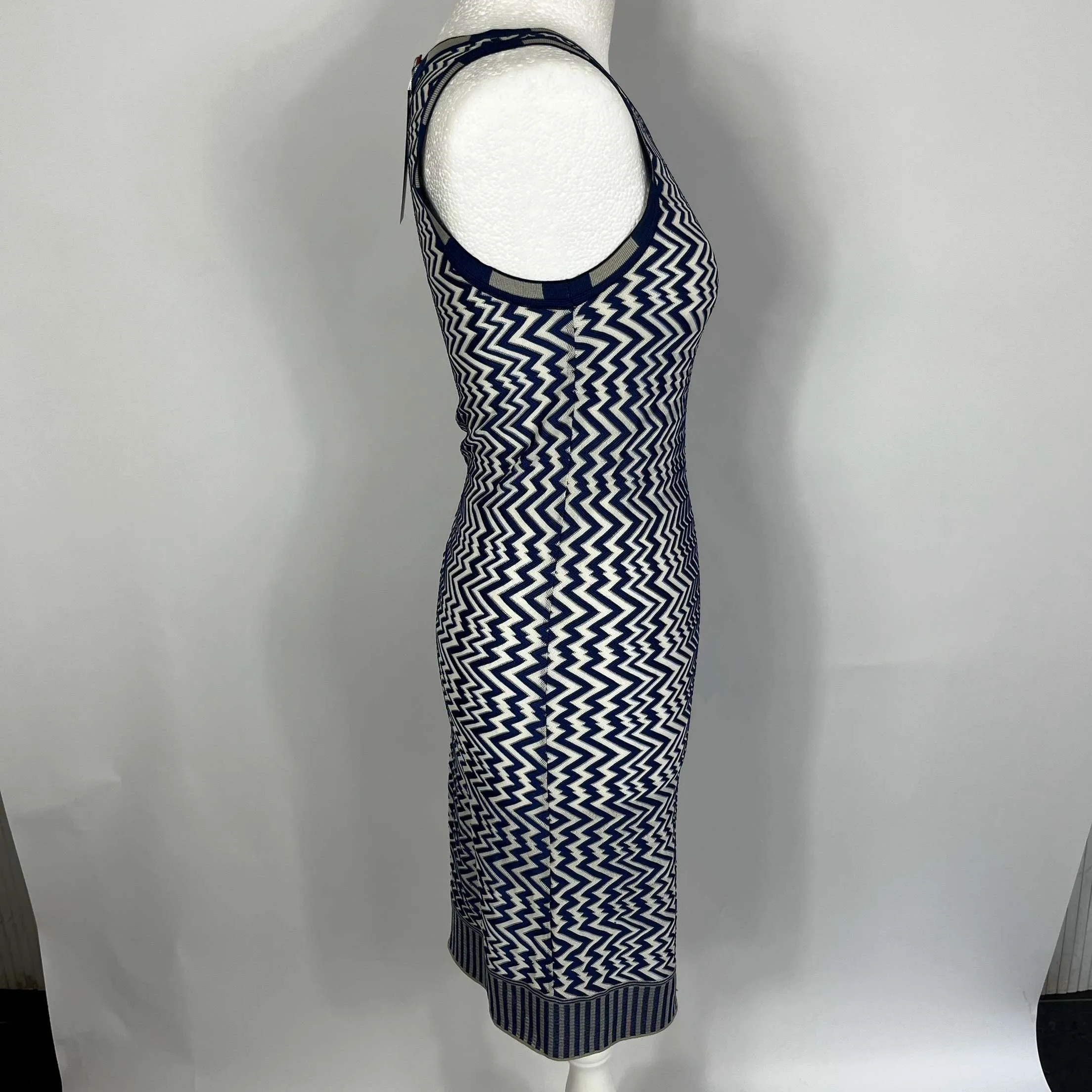 Missoni Royal Blue & Ivory Zigzag Knit Shift Dress XXS