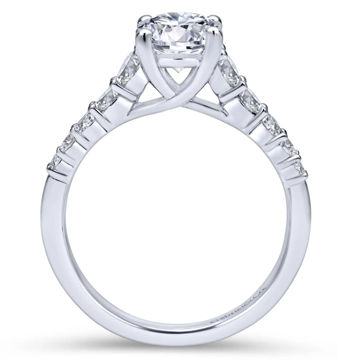 Mounting Only, 14K Round Diamond Cathedral Engagement Ring