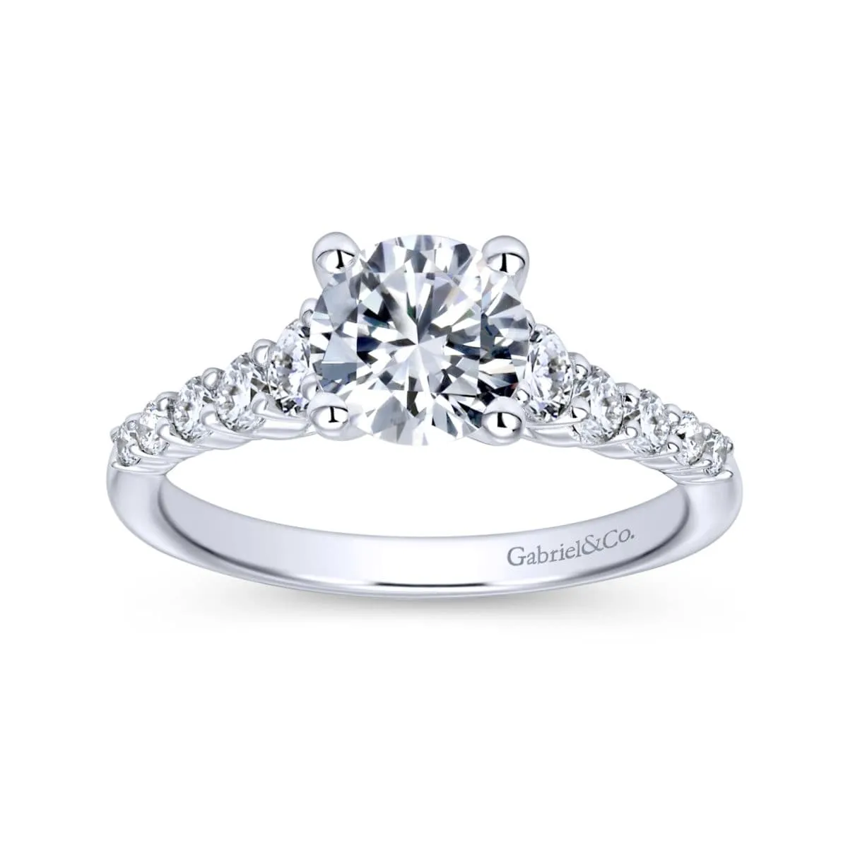 Mounting Only, 14K Round Diamond Cathedral Engagement Ring