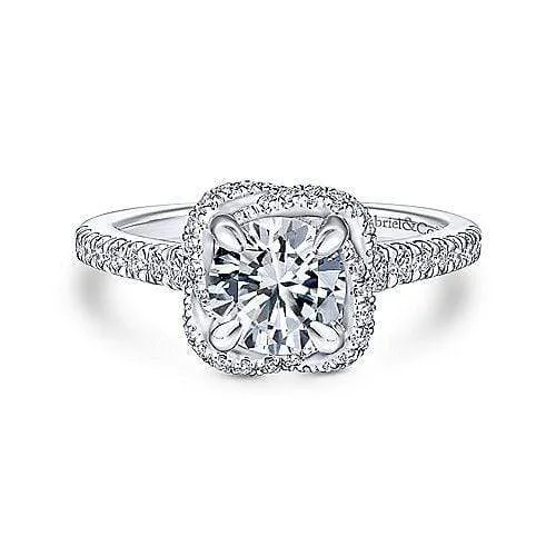 Mounting Only, Twisted Halo Diamond Engagement Ring