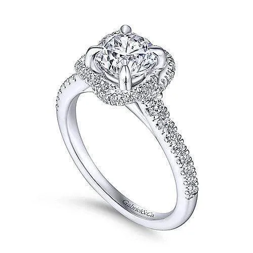 Mounting Only, Twisted Halo Diamond Engagement Ring