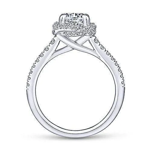 Mounting Only, Twisted Halo Diamond Engagement Ring