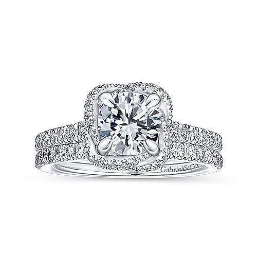 Mounting Only, Twisted Halo Diamond Engagement Ring