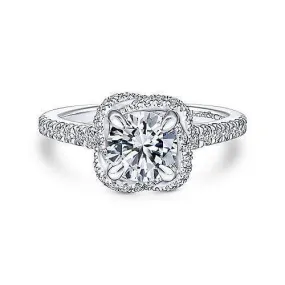 Mounting Only, Twisted Halo Diamond Engagement Ring