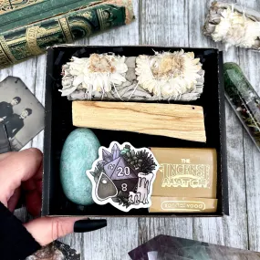 Mystery Sage & Crystal Box // Home Cleansing Energy Calming Smudging Kit with Sage Palo Santo Crystals Candle Gift Box Witchy Smudge Bundle